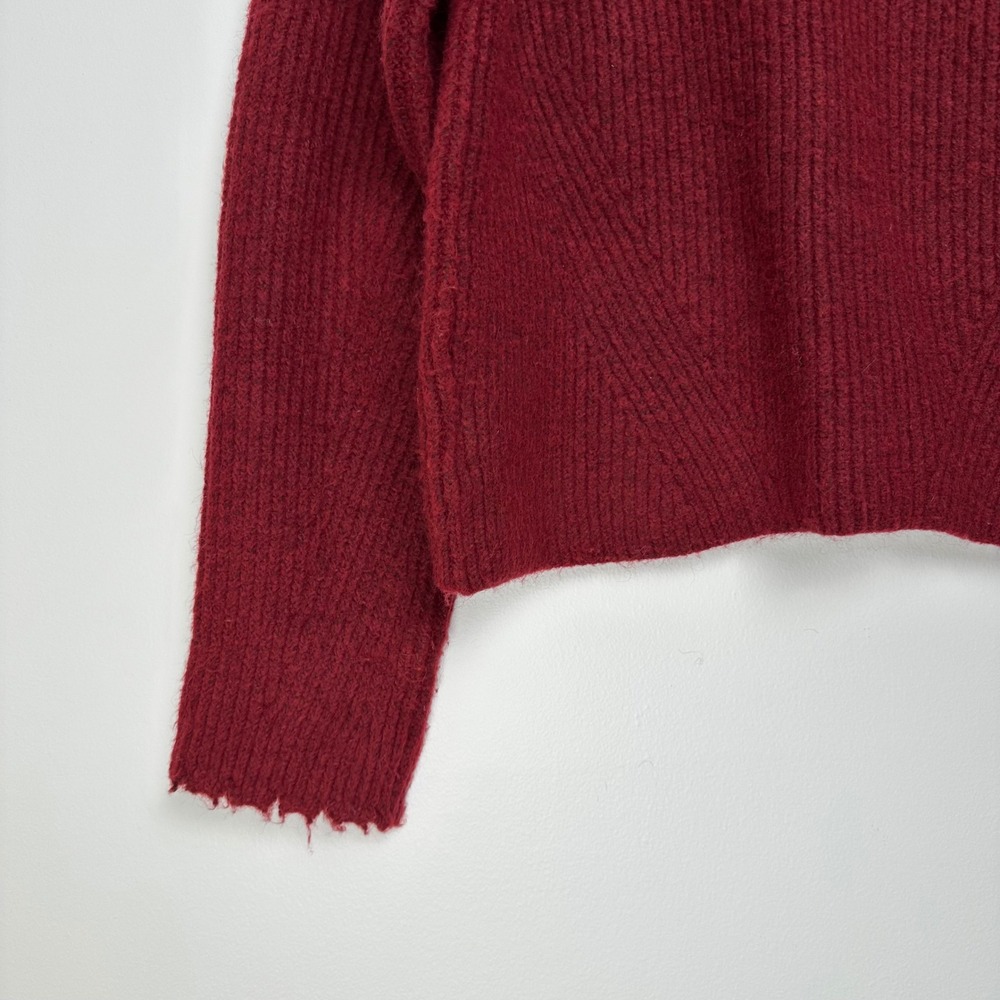 Favorite Daughter The Oma Wool Blend Raw Edge Ribbed Sweater Burgundy XS - Picture 11 of 14